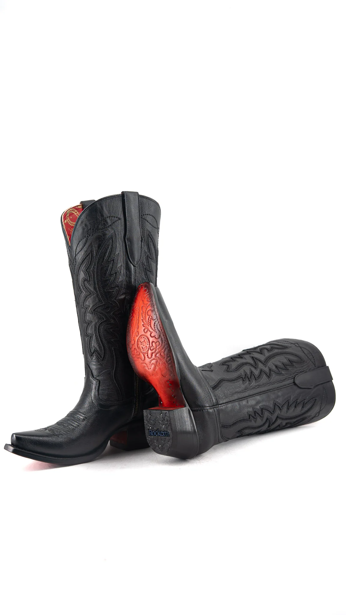 Alexia Red Bottom Snip Toe Midi Wide Calf Cowgirl Boot - Image 10