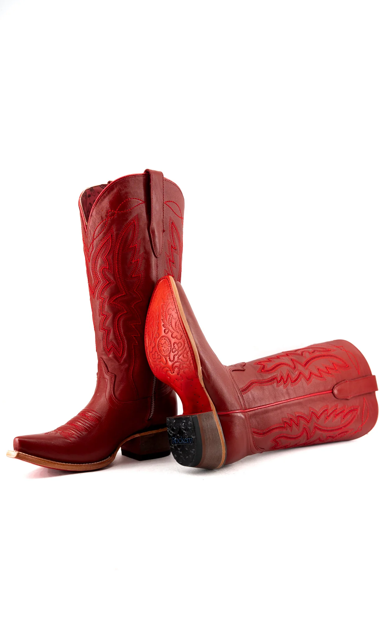 Alexia Red Bottom Snip Toe Midi Wide Calf Cowgirl Boot - Image 2