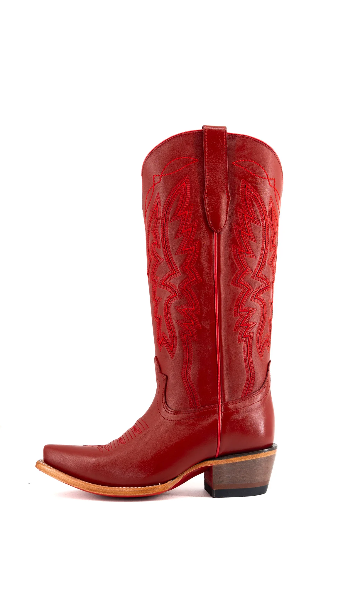 Alexia Red Bottom Snip Toe Midi Wide Calf Cowgirl Boot - Image 3