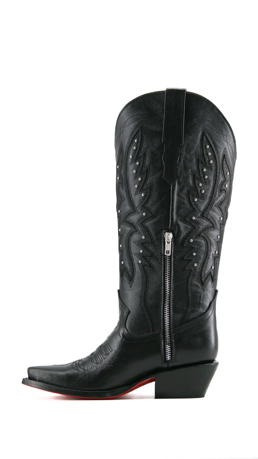 Alexa Red Bottom Snip Toe Midi Wide Calf Cowgirl Boot - Image 3