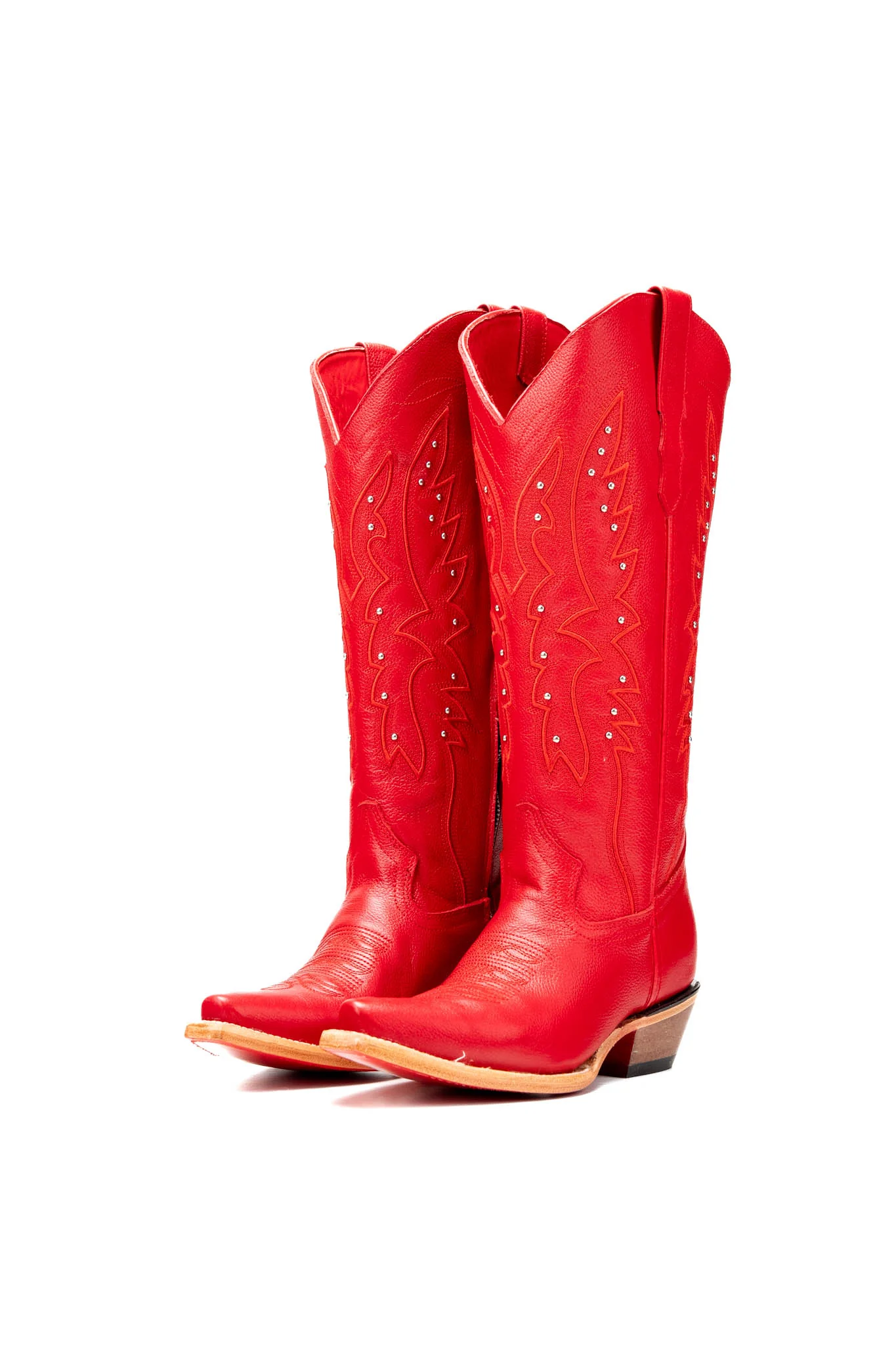 Alexa Red Bottom Snip Toe Midi Wide Calf Cowgirl Boot - Image 5
