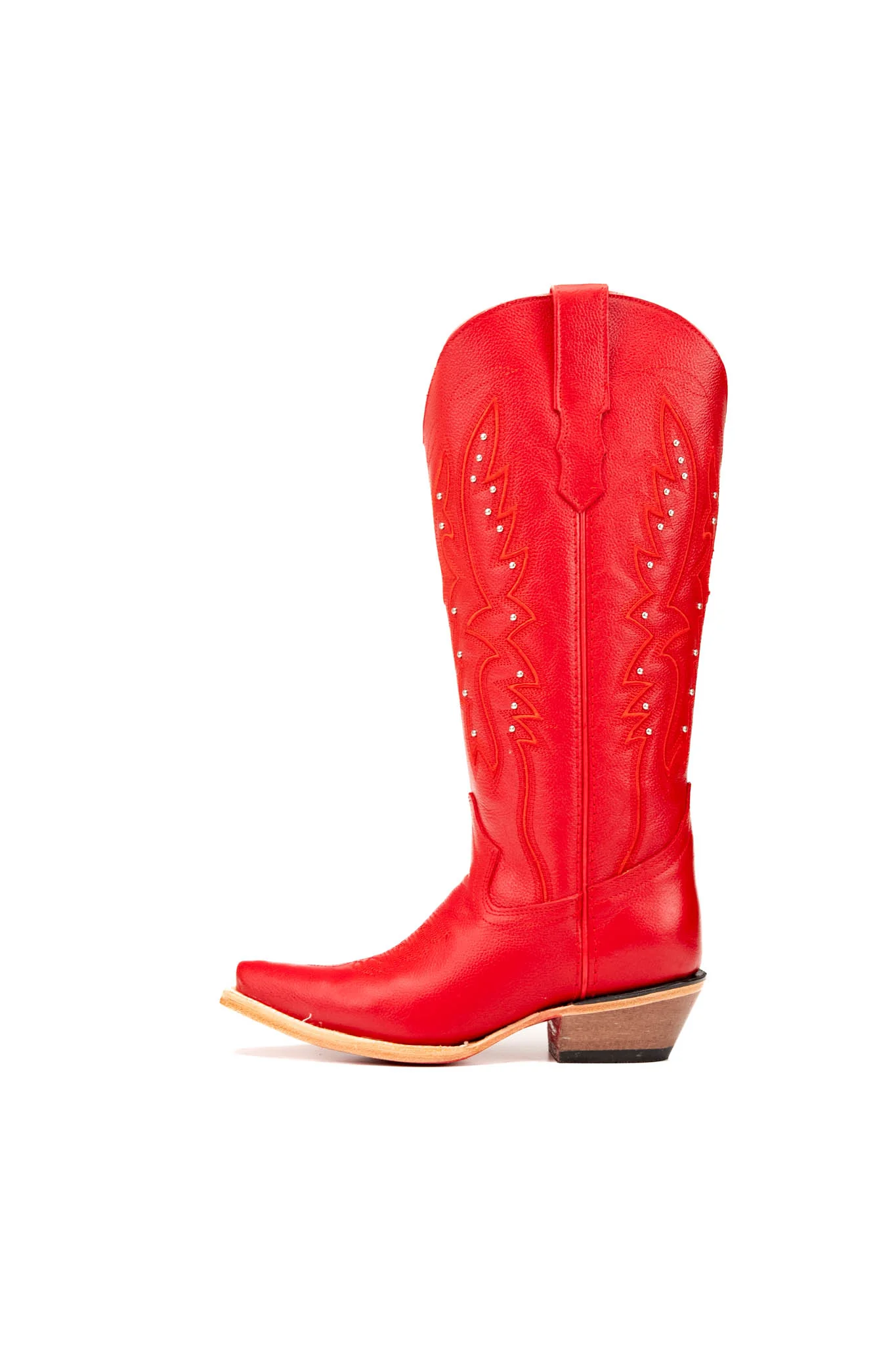 Alexa Red Bottom Snip Toe Midi Wide Calf Cowgirl Boot - Image 6