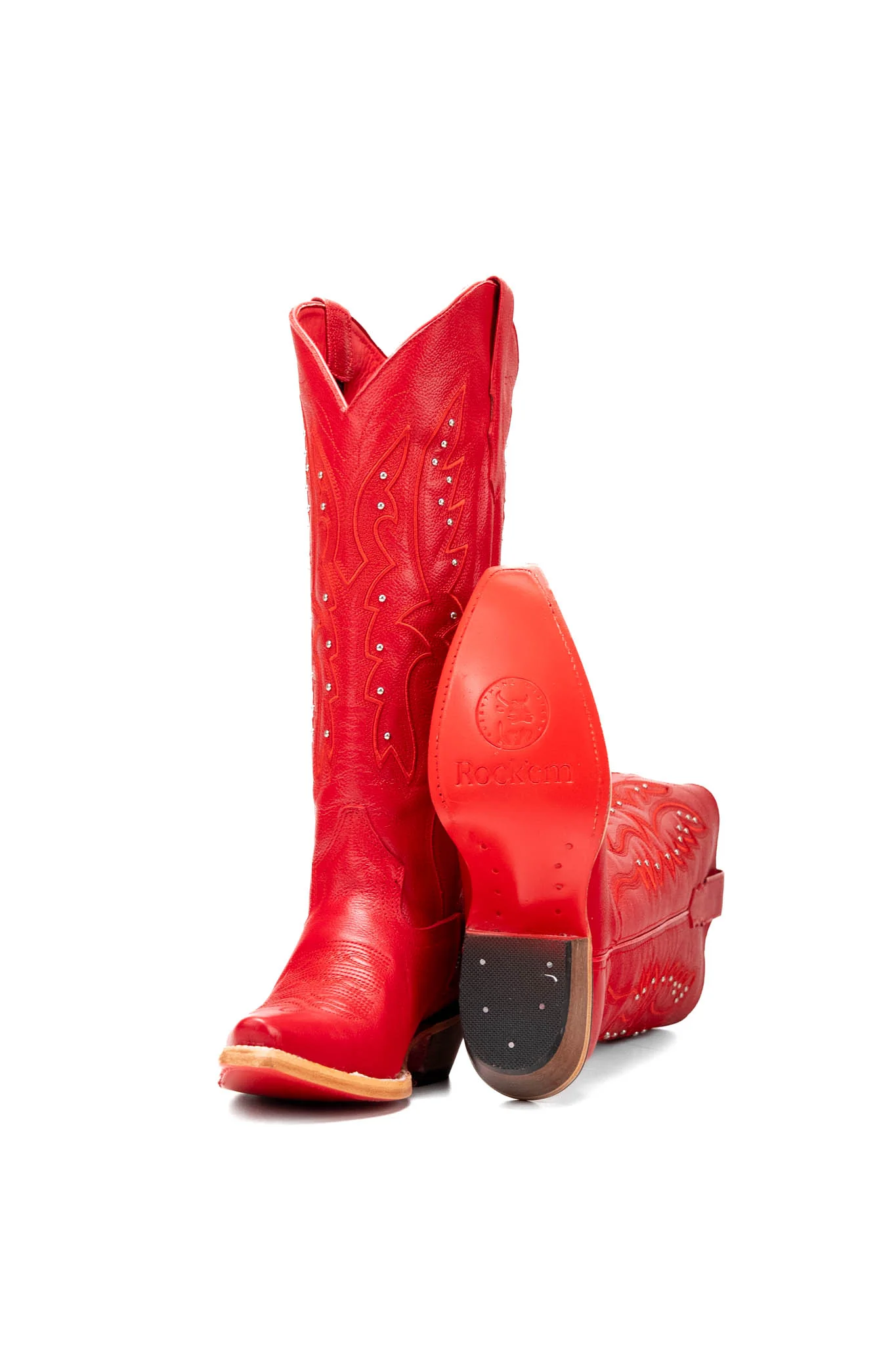 Alexa Red Bottom Snip Toe Midi Wide Calf Cowgirl Boot - Image 9