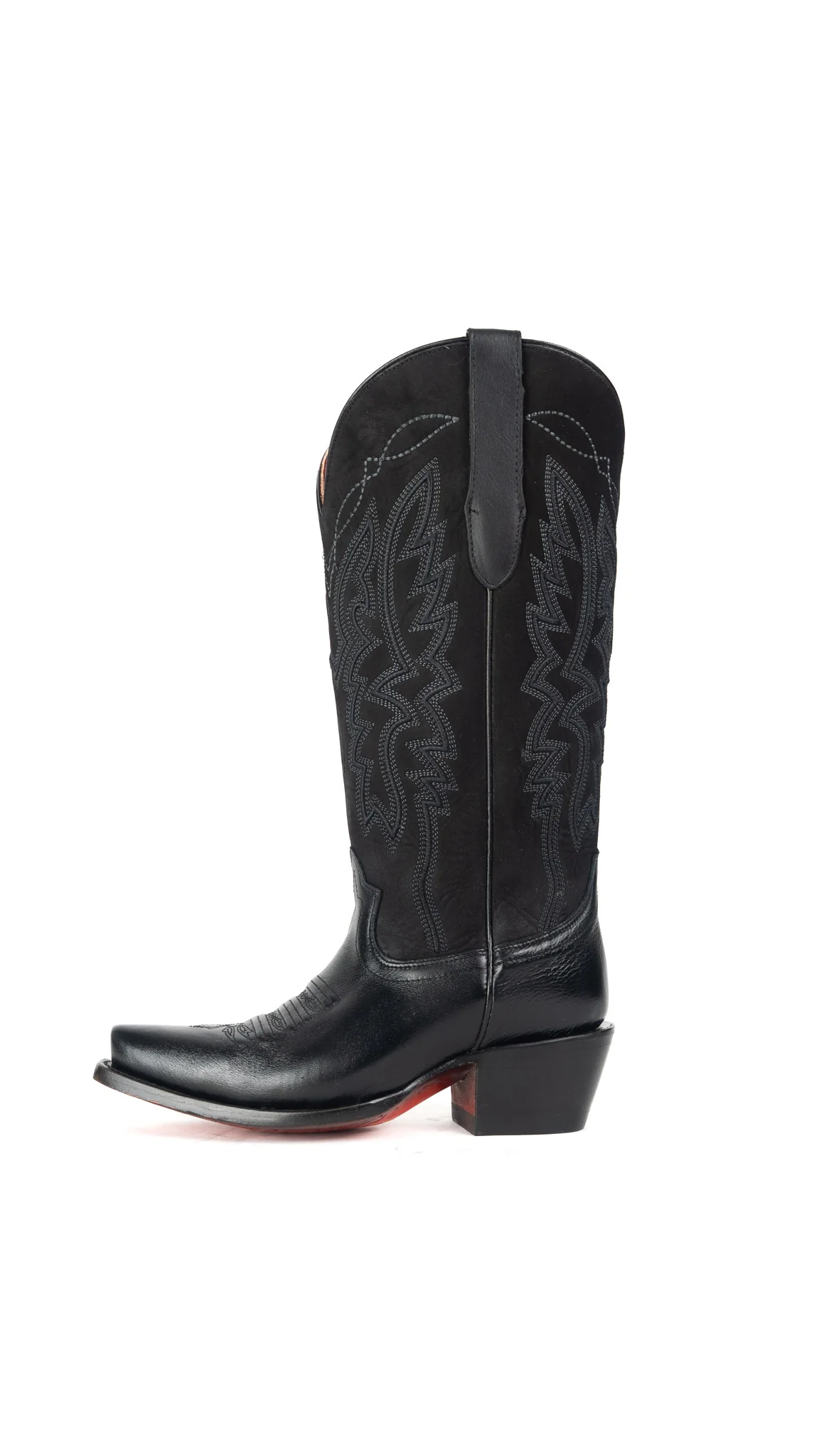 Alexia Nobuck Red Bottom Snip Toe Midi Wide Calf Cowgirl Boot - Image 2