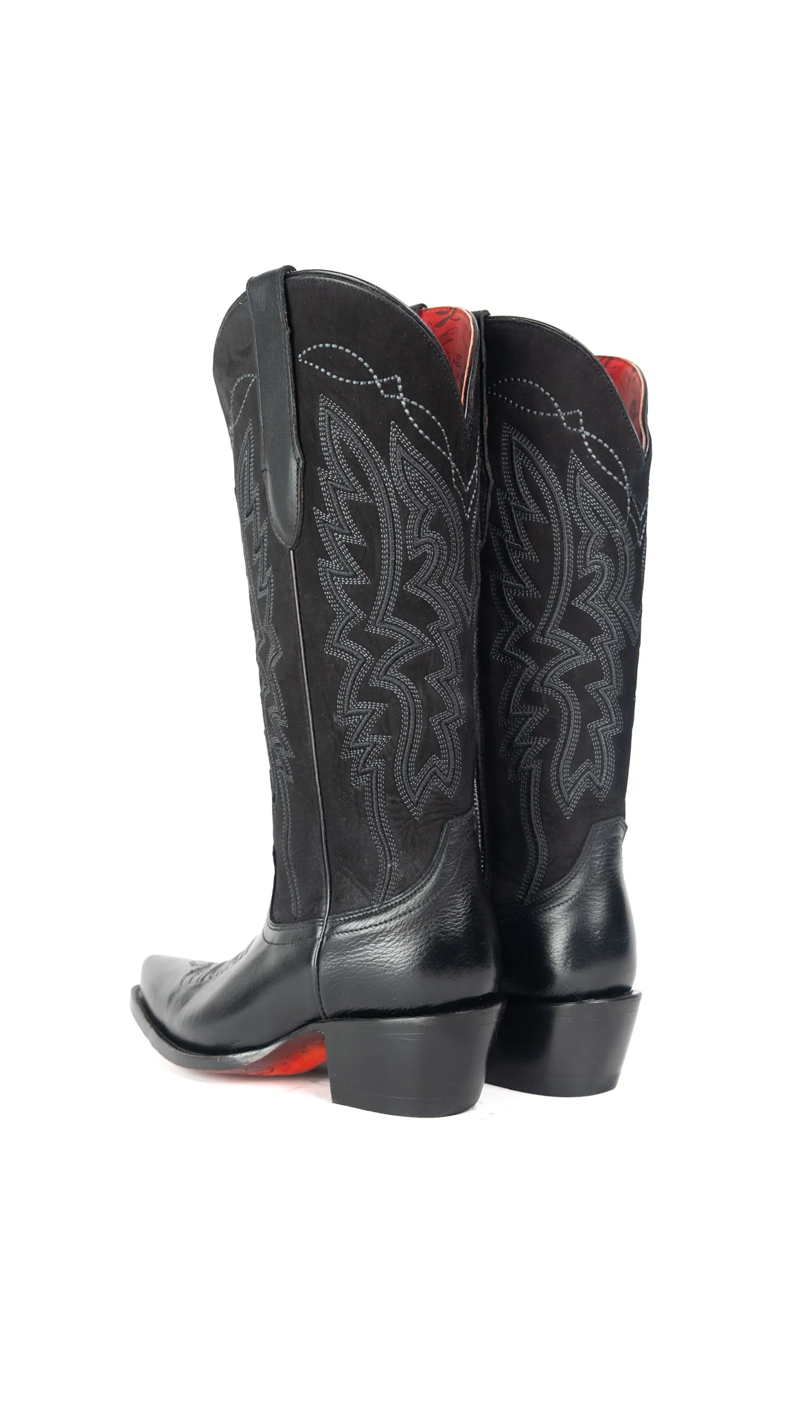Alexia Nobuck Red Bottom Snip Toe Midi Wide Calf Cowgirl Boot - Image 3