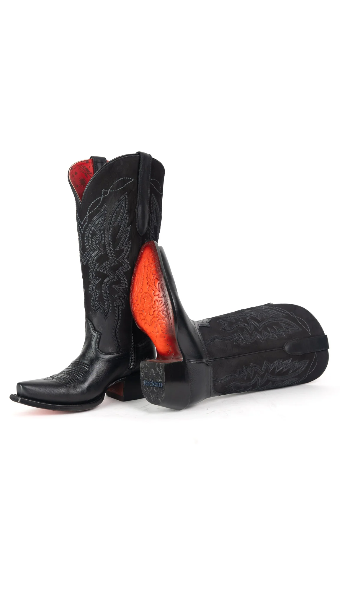 Alexia Nobuck Red Bottom Snip Toe Midi Wide Calf Cowgirl Boot - Image 5