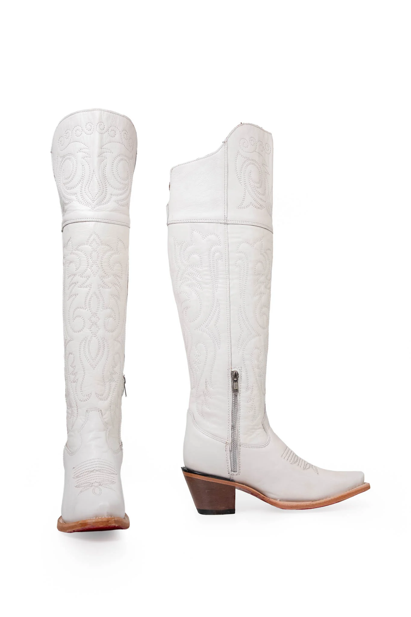 Amour Knee High Red Bottom Snip Toe Cowgirl Boot - Image 4