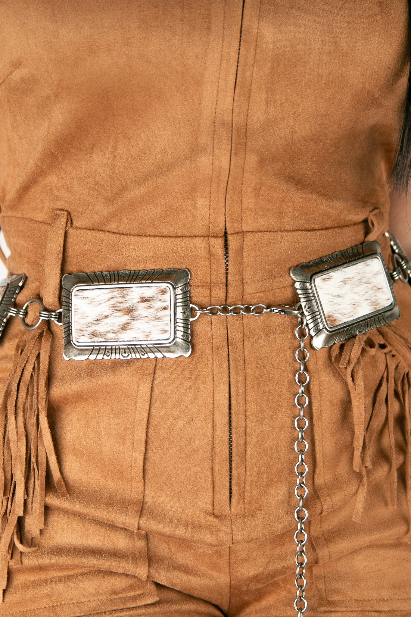 Angel Ranch Calf Hair Concho Chain Cowgirl Belt - Image 3
