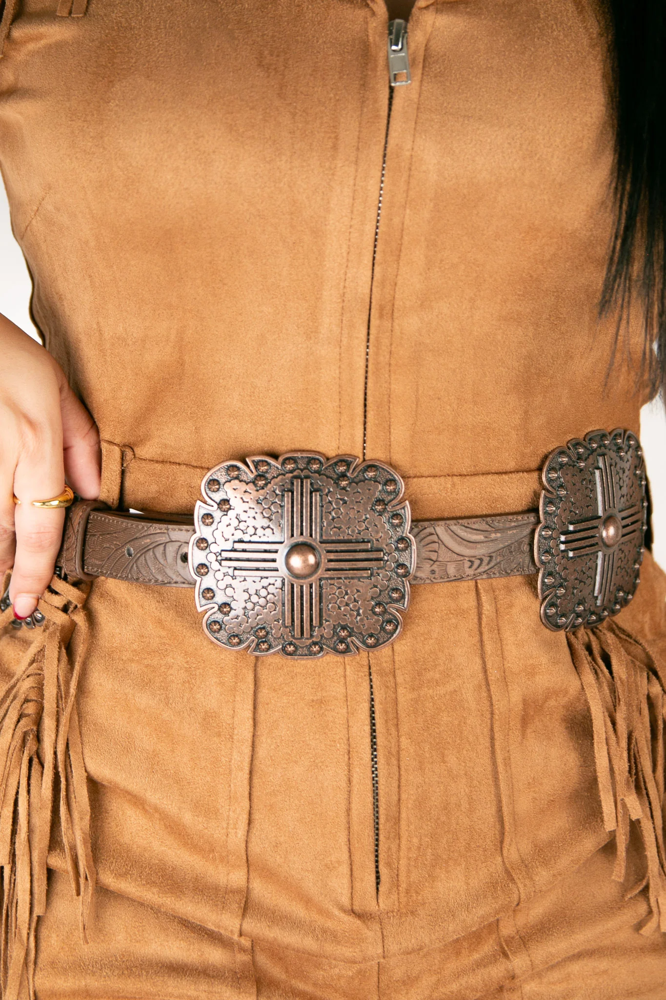 Angel Ranch Copper Square Concho Cowgirl Belt - Image 3