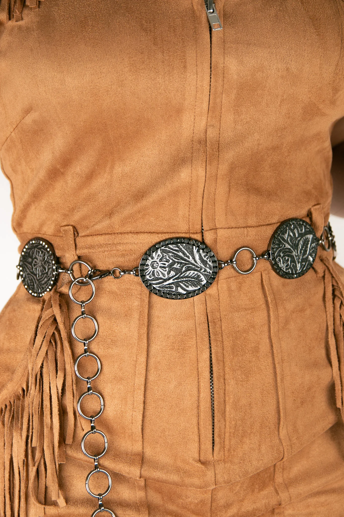 Angel Ranch Tooled Concho Chain Cowgirl Belt - Image 2
