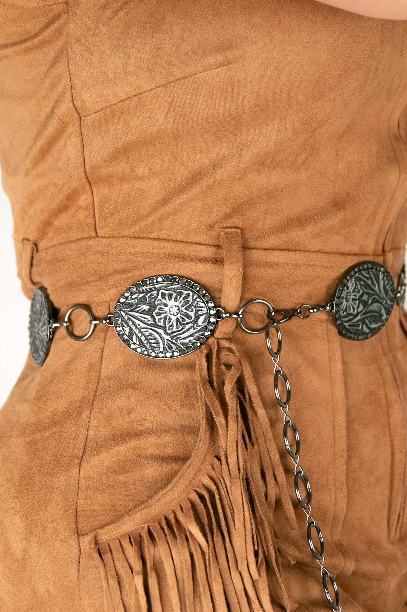 Angel Ranch Tooled Concho Chain Cowgirl Belt - Image 3