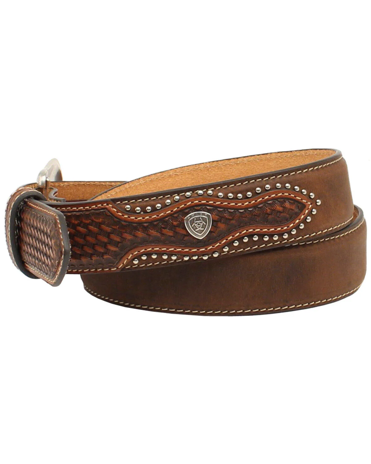 Ariat Basketweave Embellished Leather Cowboy Belt - Image 2
