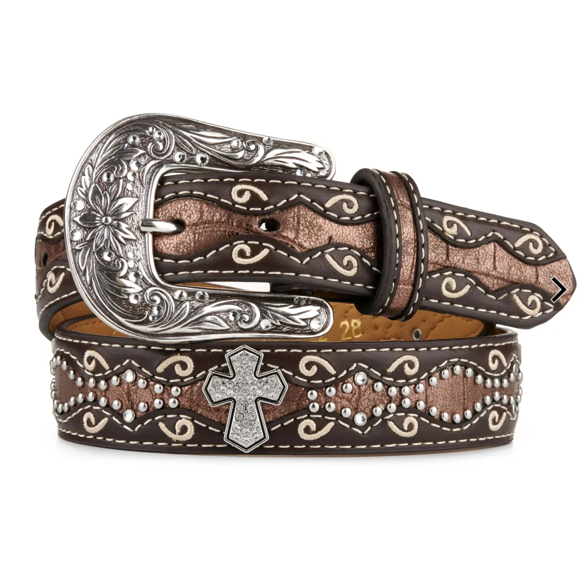 Ariat Girls' Brown & Bronze Cross Belt - Image 3