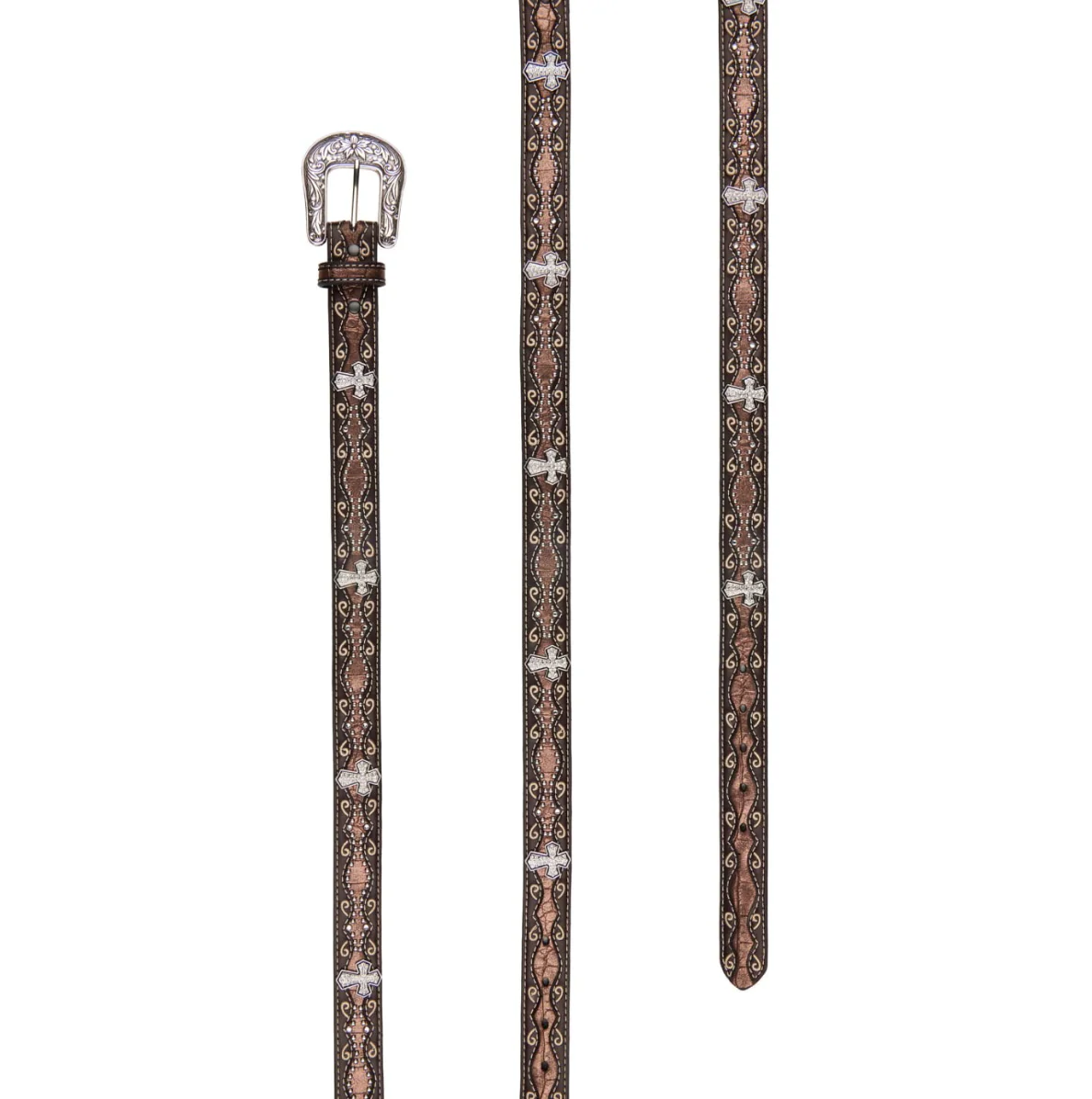 Ariat Girls' Brown & Bronze Cross Belt - Image 4