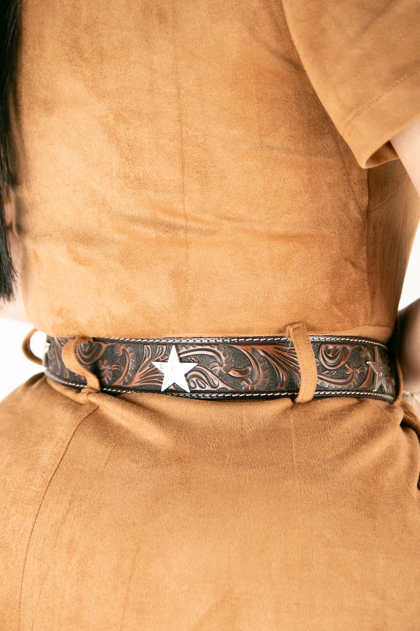 Ariat Star Concho Embossed Brown Cowgirl Belt - Image 3
