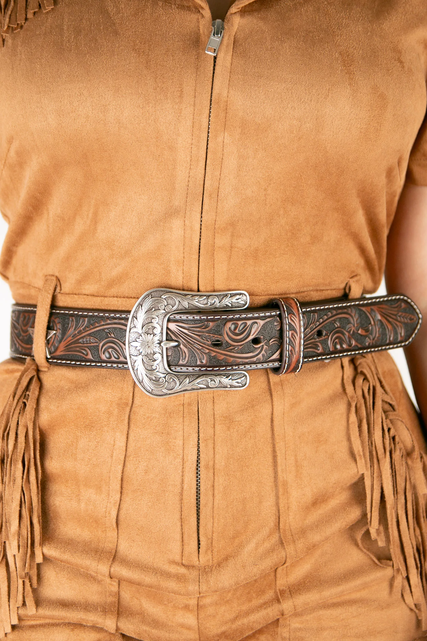 Ariat Star Concho Embossed Brown Cowgirl Belt - Image 5
