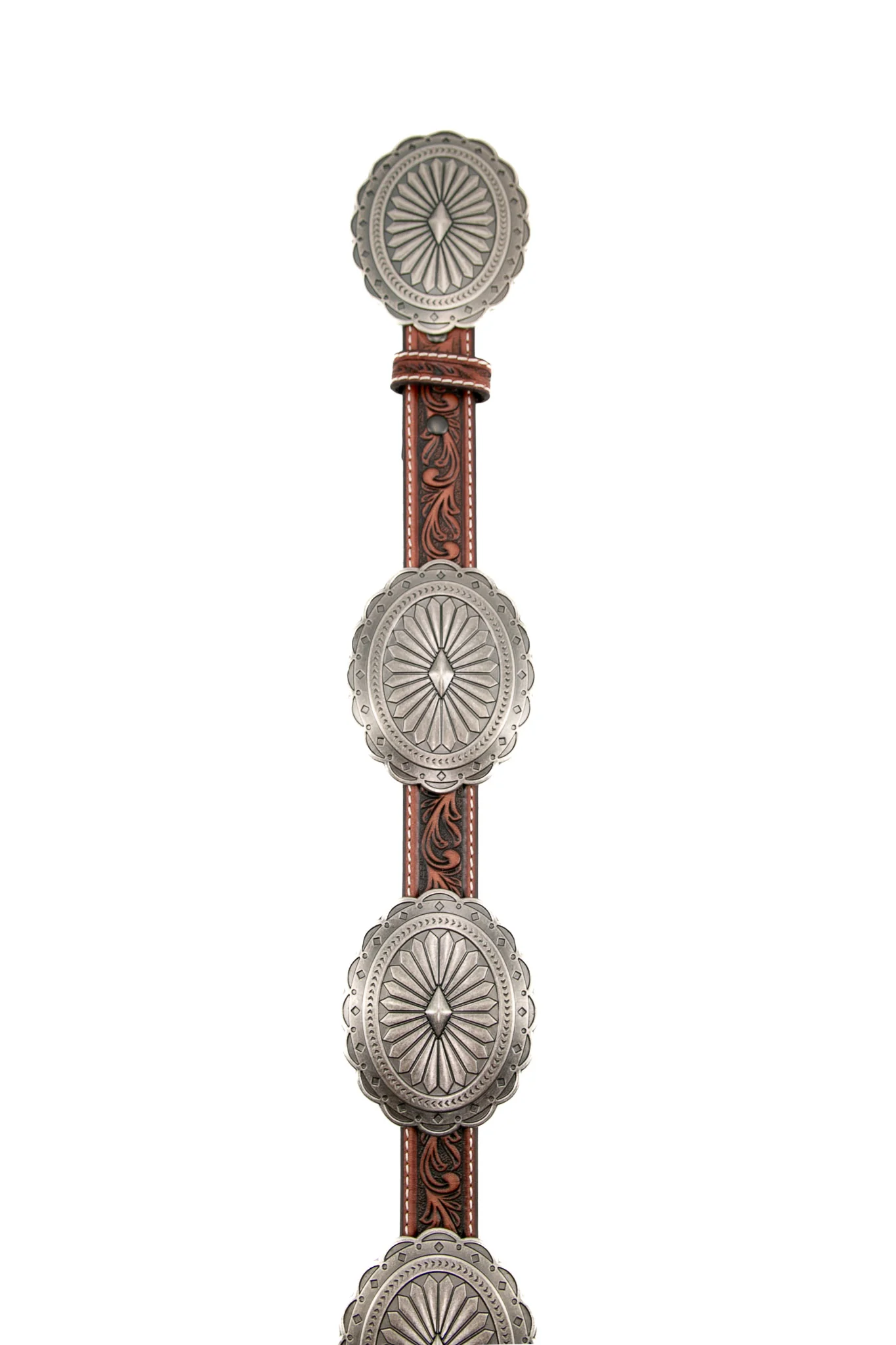 Ariat Tooled with Silver Oval Floral Concho Cowgirl Belt - Image 3