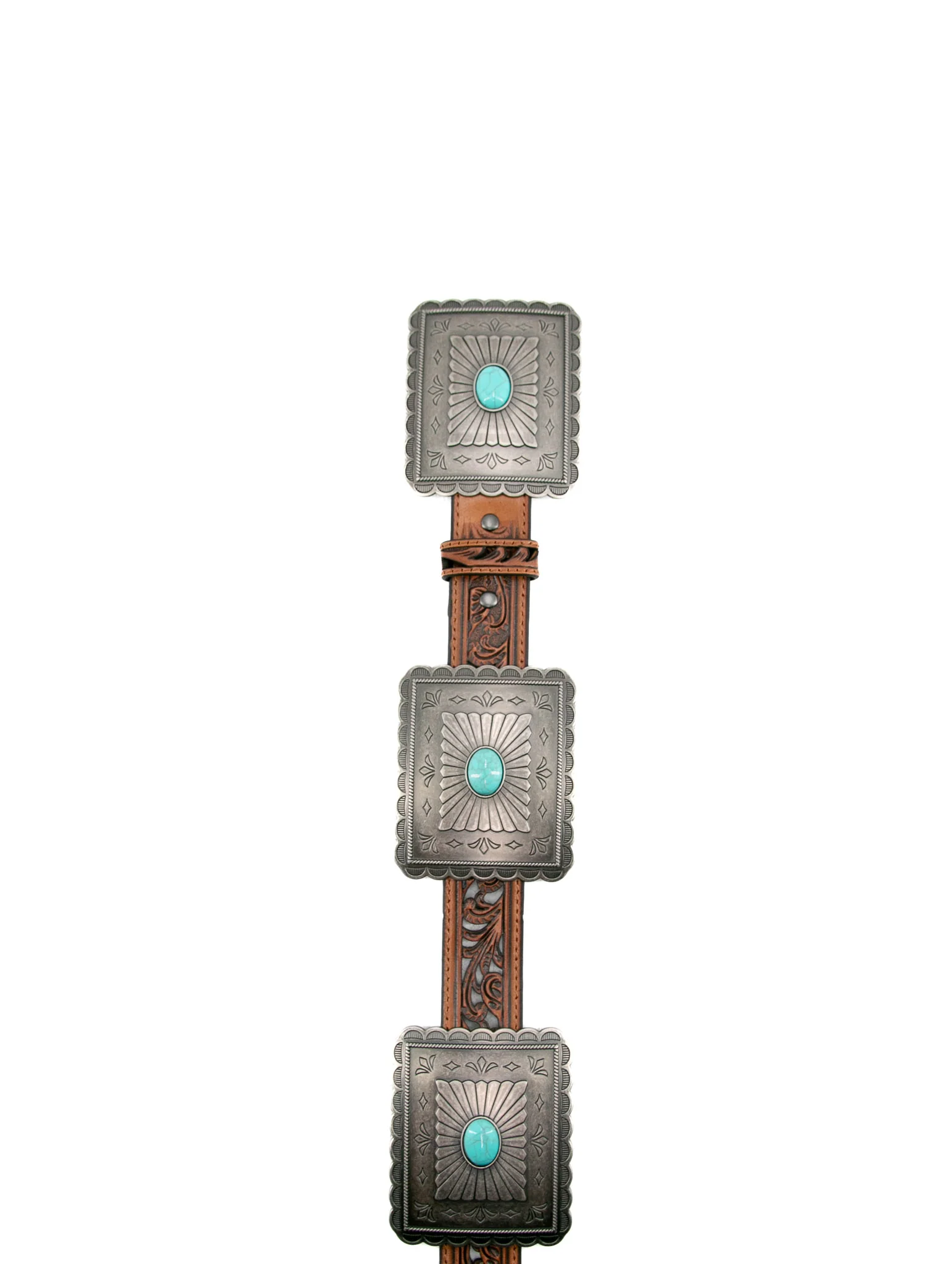 Ariat Turquoise Brown Concho Cowgirl Belt - Image 2