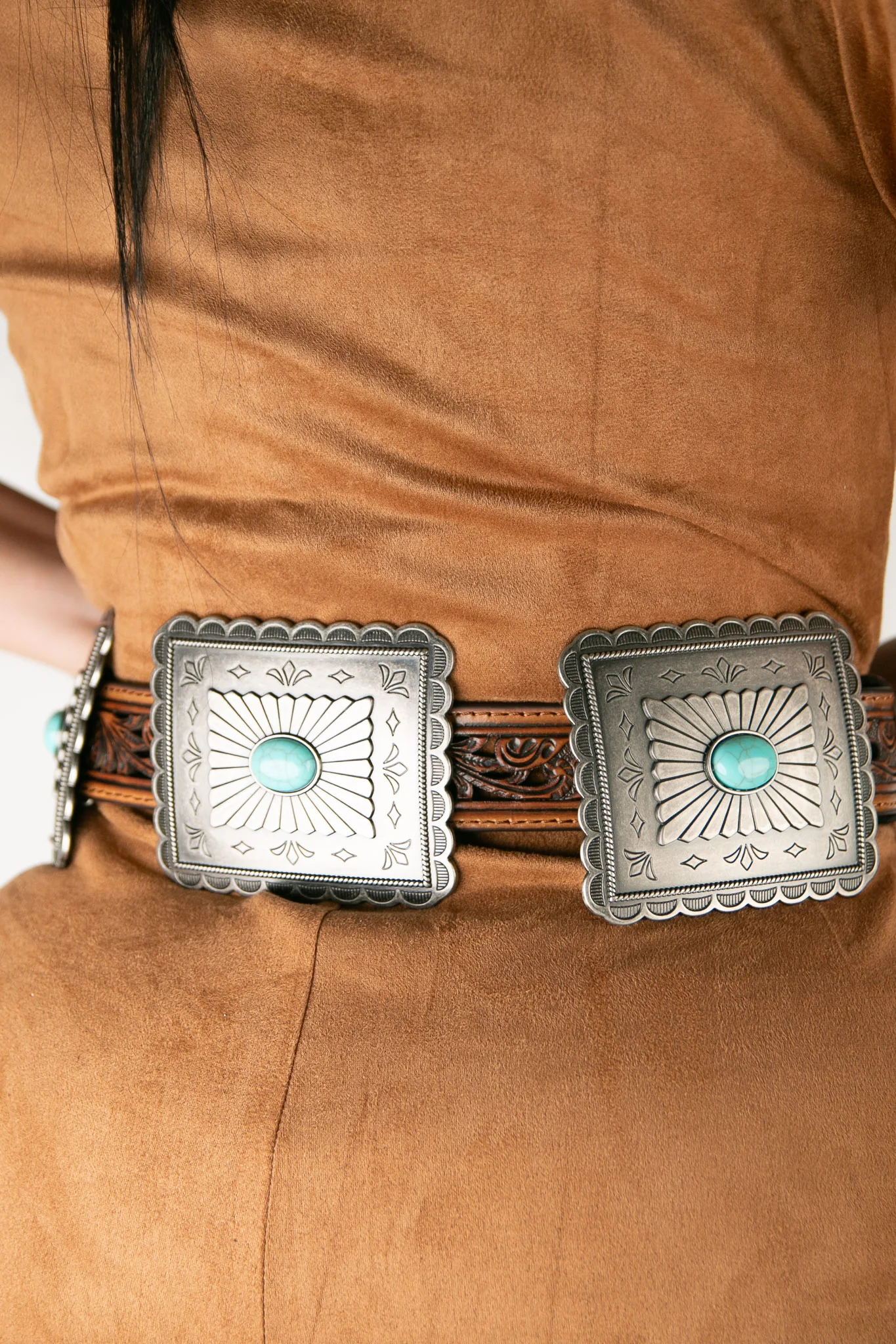 Ariat Turquoise Brown Concho Cowgirl Belt - Image 5