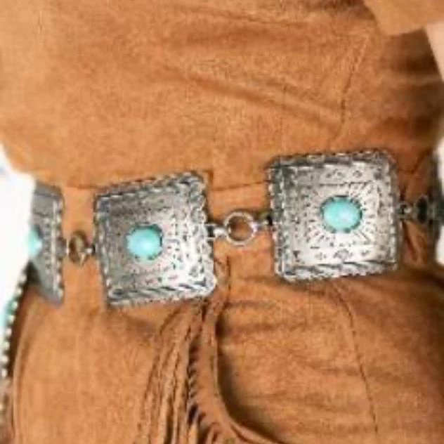 Ariat Western Womens Chain Concho Scalloped Square Cowgirl Belt - Image 3