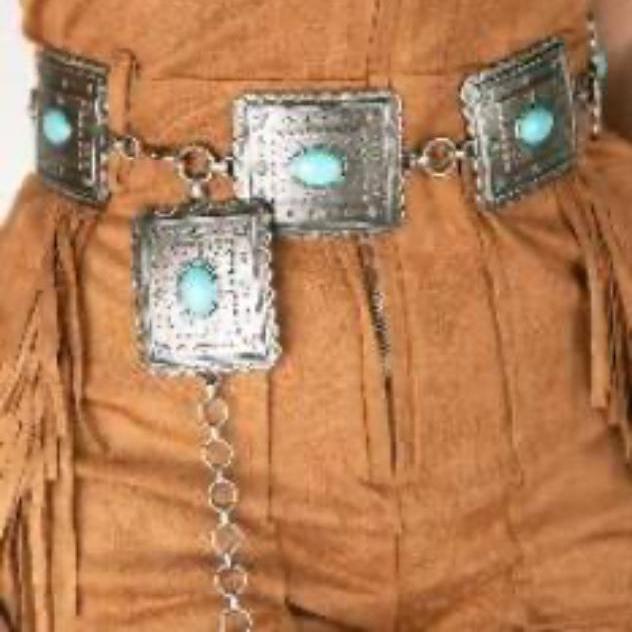 Ariat Western Womens Chain Concho Scalloped Square Cowgirl Belt - Image 4
