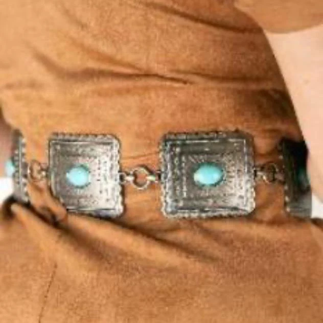 Ariat Western Womens Chain Concho Scalloped Square Cowgirl Belt - Image 5
