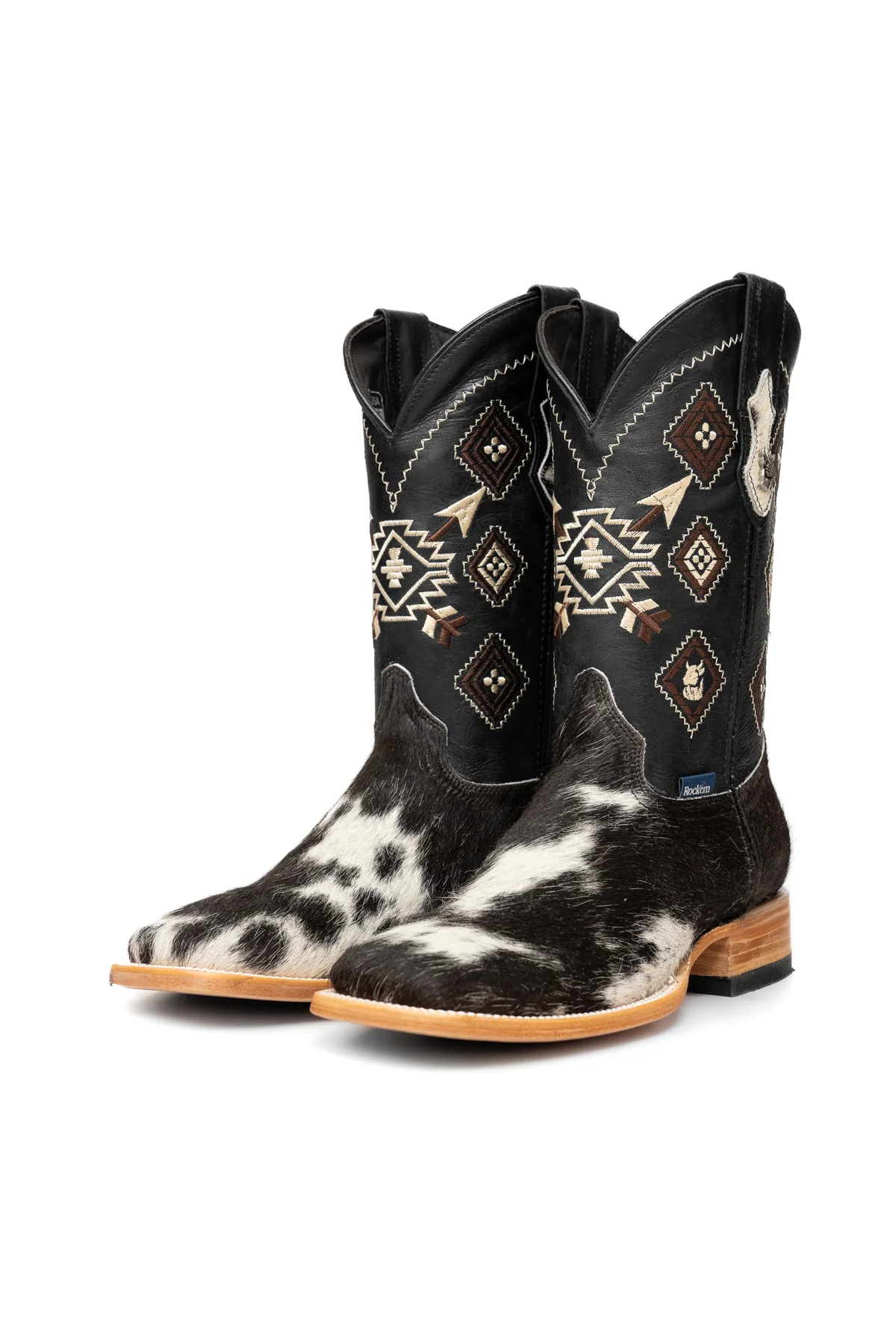 Aztec Cowhide Square Toe Cowboy Boot Size 10.5 Box WM67