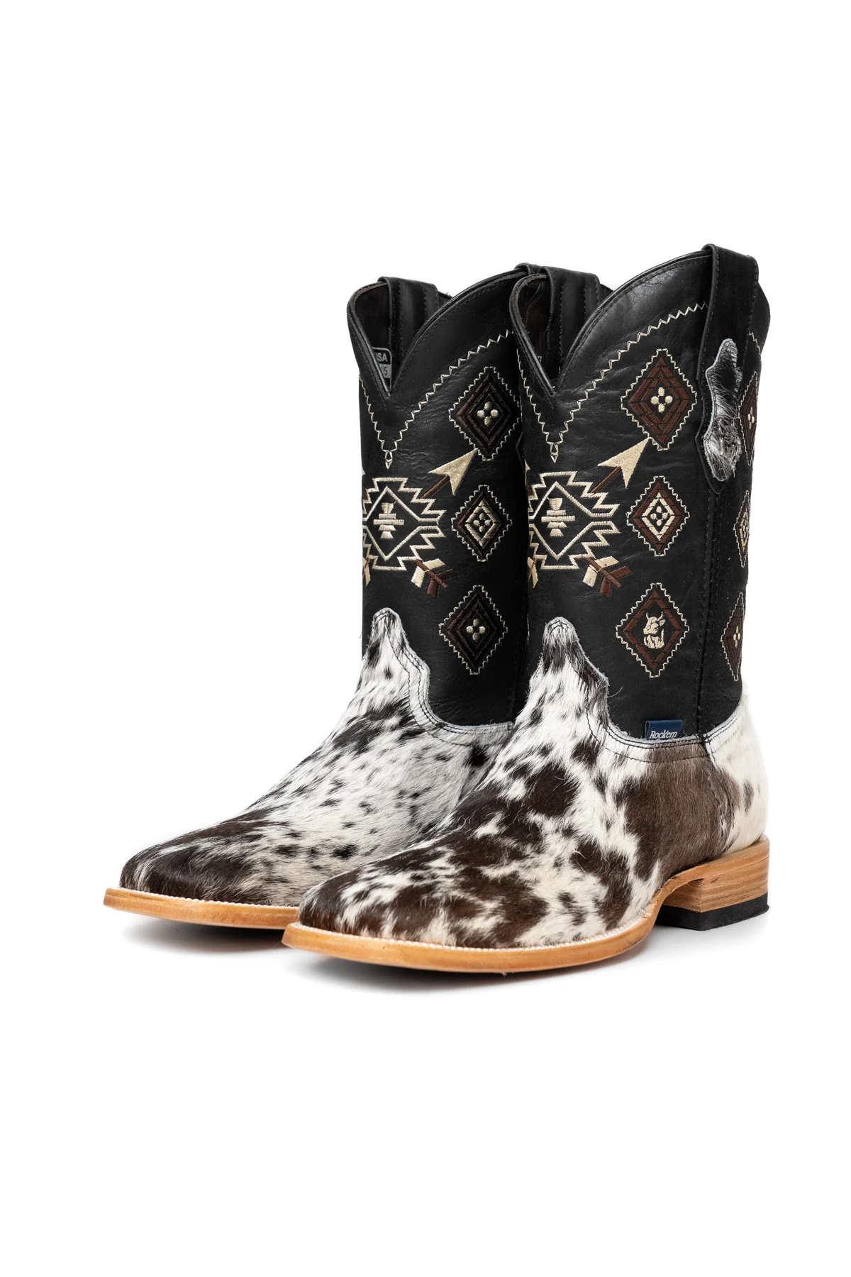 Aztec Cowhide Square Toe Cowboy Boot Size 10.5 Box WM69