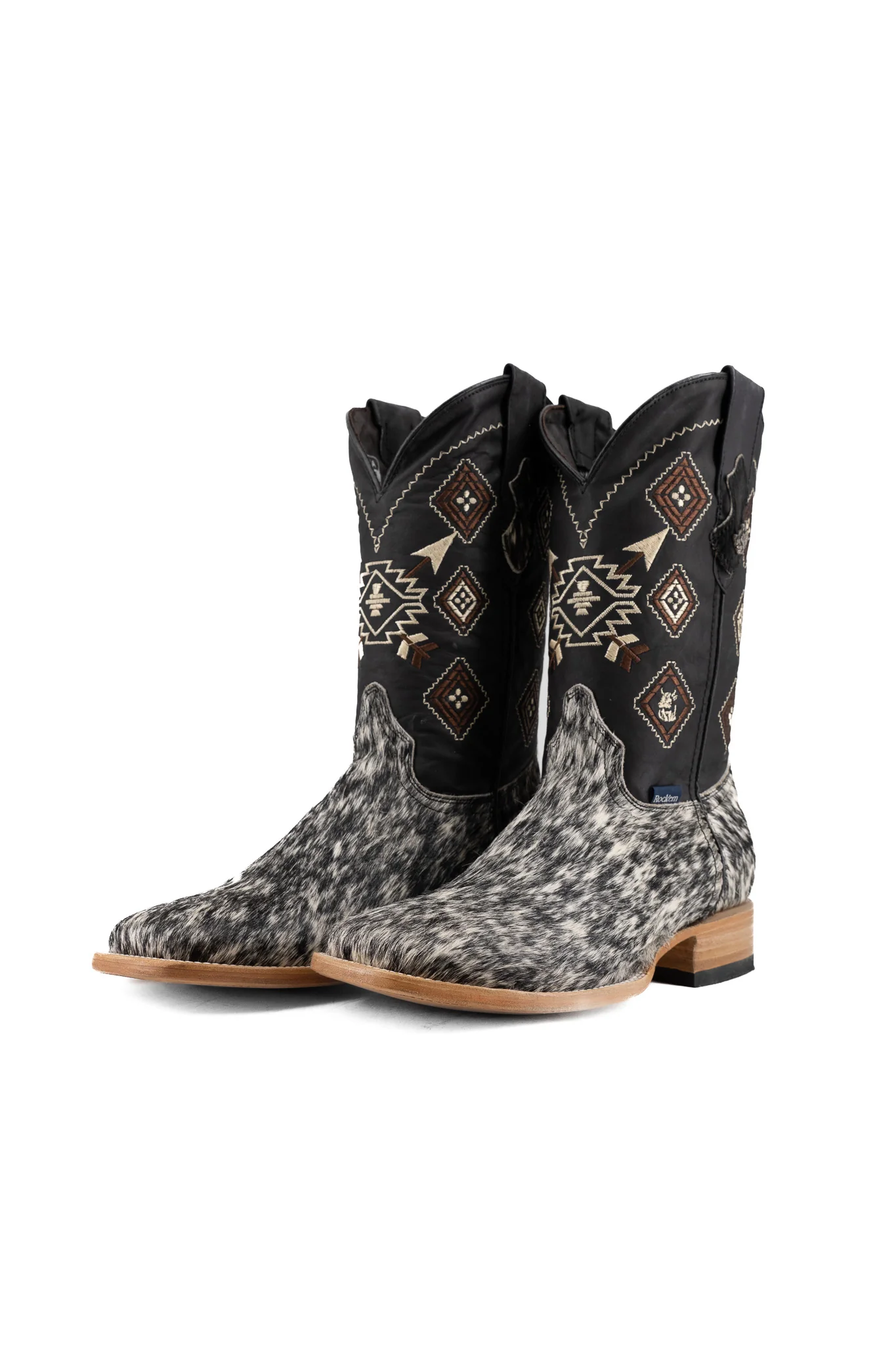 Aztec Cowhide Square Toe Cowboy Boot Size 10 Box UM31