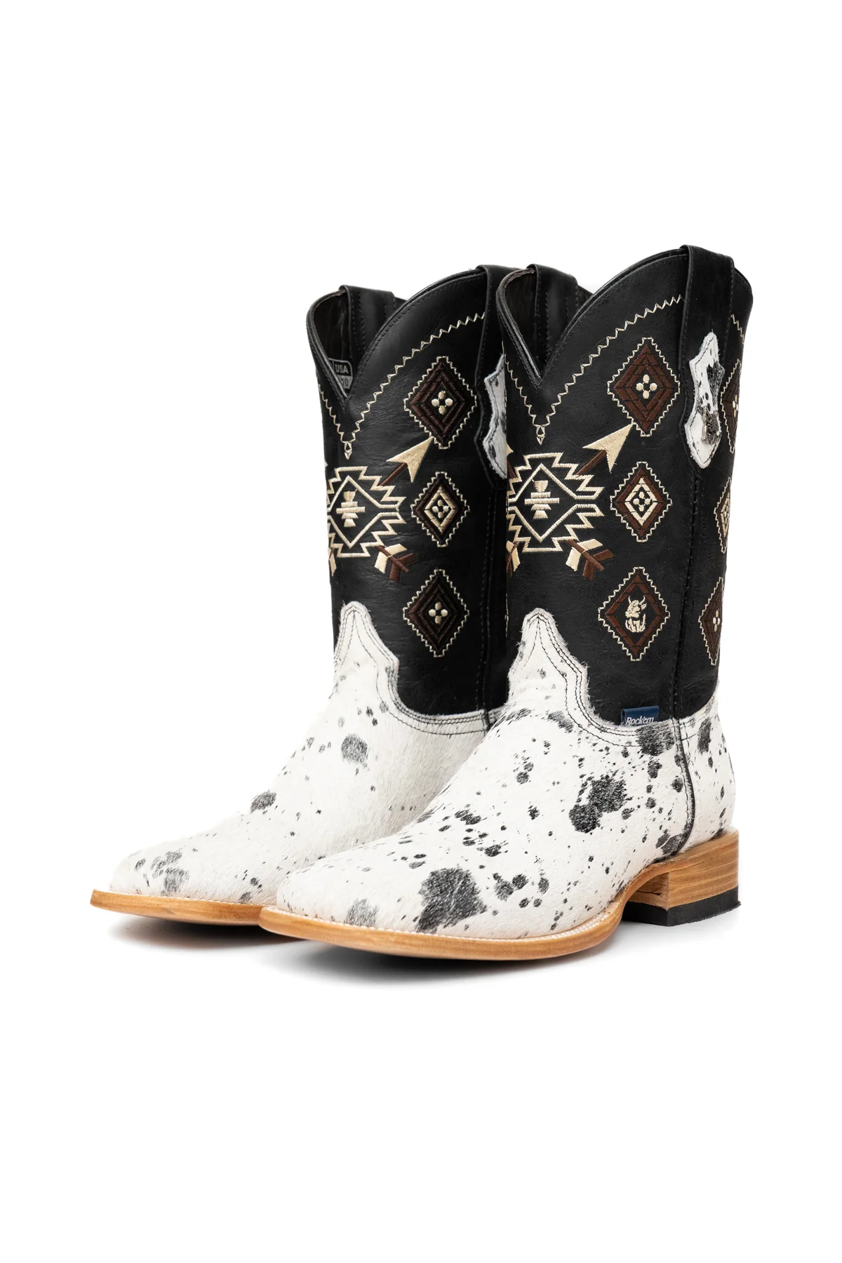 Aztec Cowhide Square Toe Cowboy Boot Size 10 Box WM61