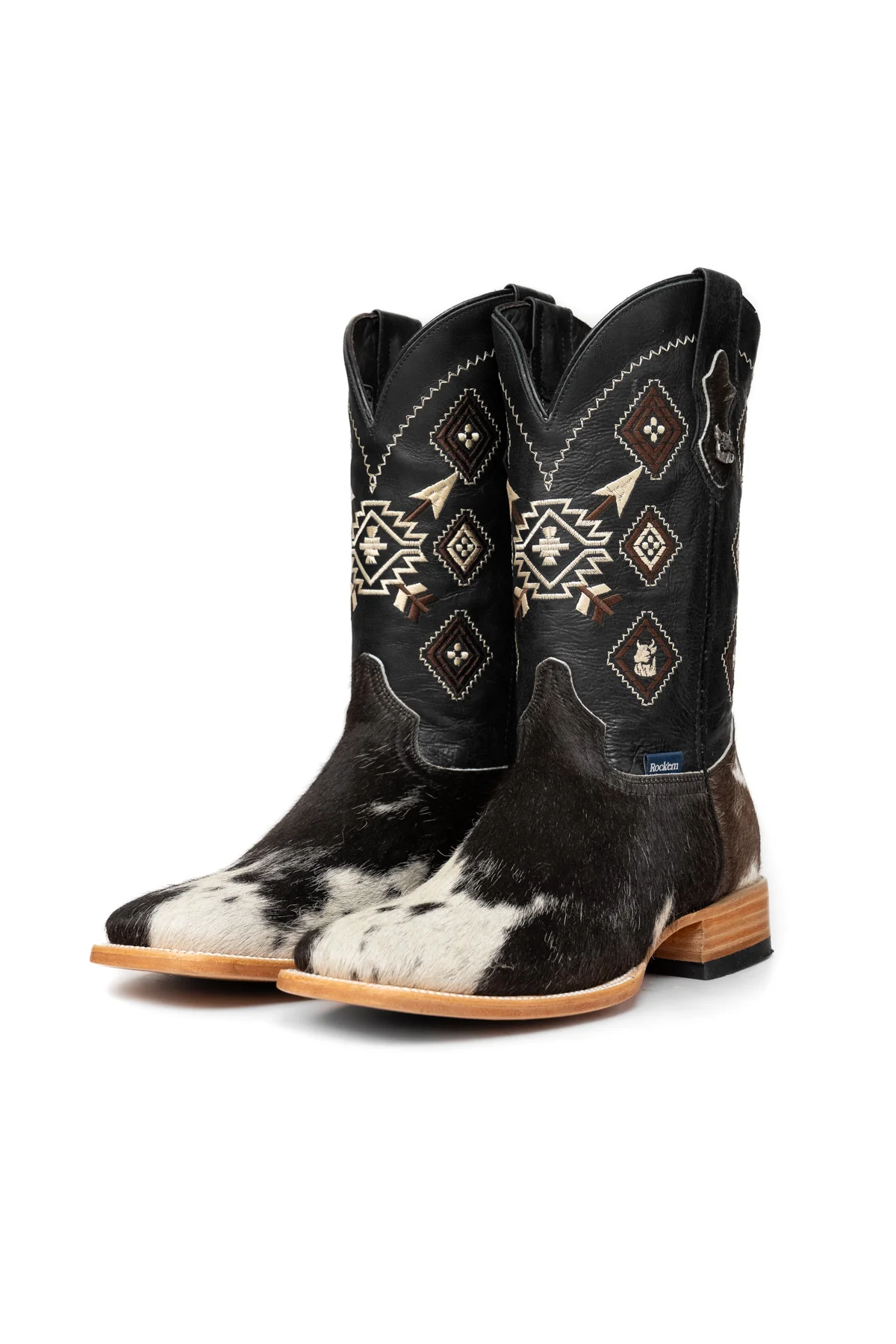 Aztec Cowhide Square Toe Cowboy Boot Size 12 Box WM76