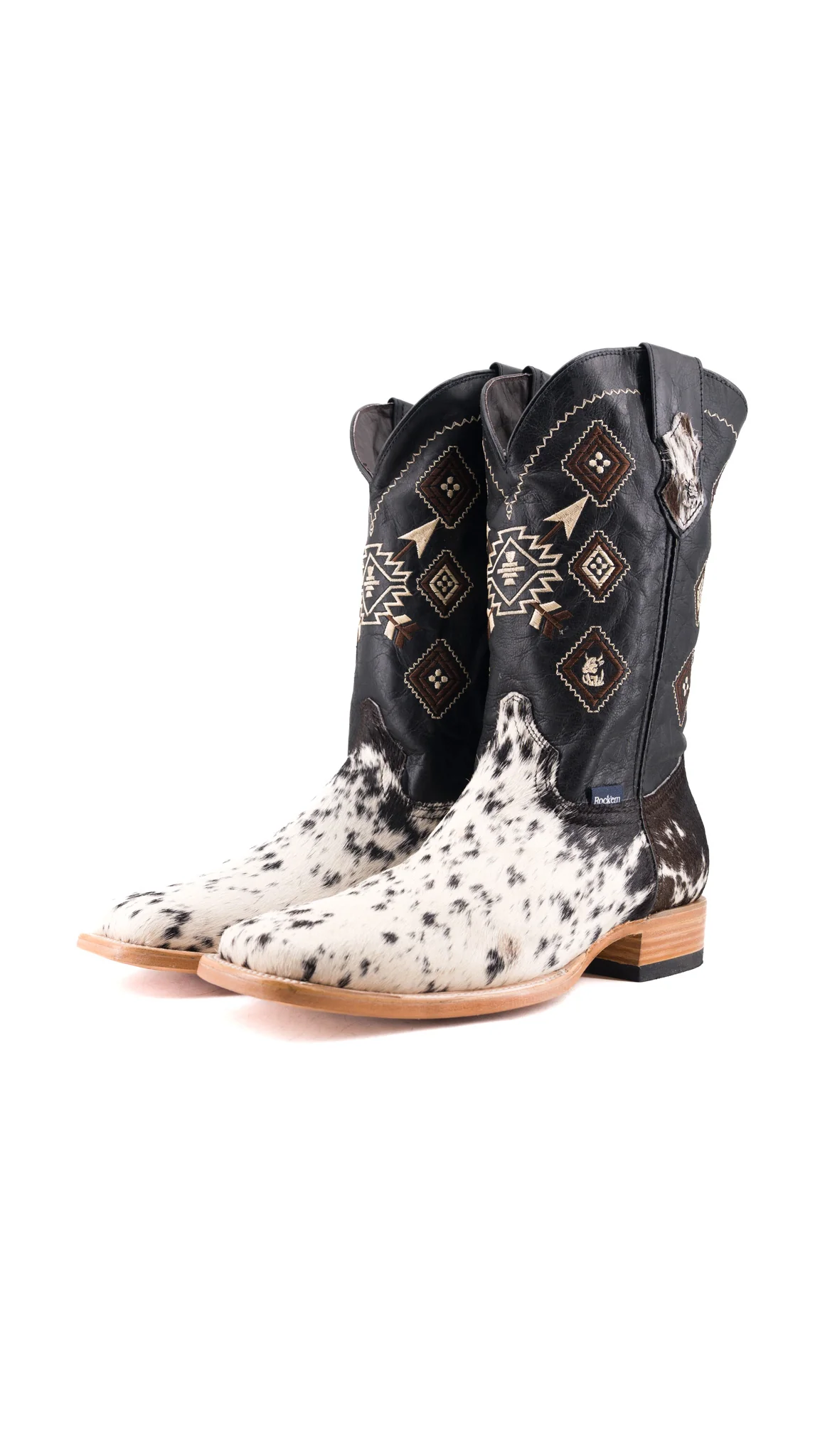 Aztec Cowhide Square Toe Cowboy Boot Size 13 Box SM27
