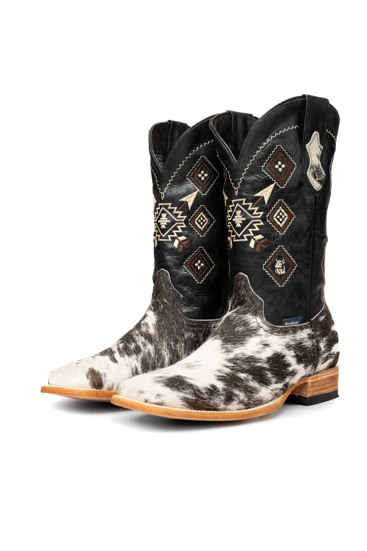 Aztec Cowhide Square Toe Cowboy Boot Size 13 Box WM83