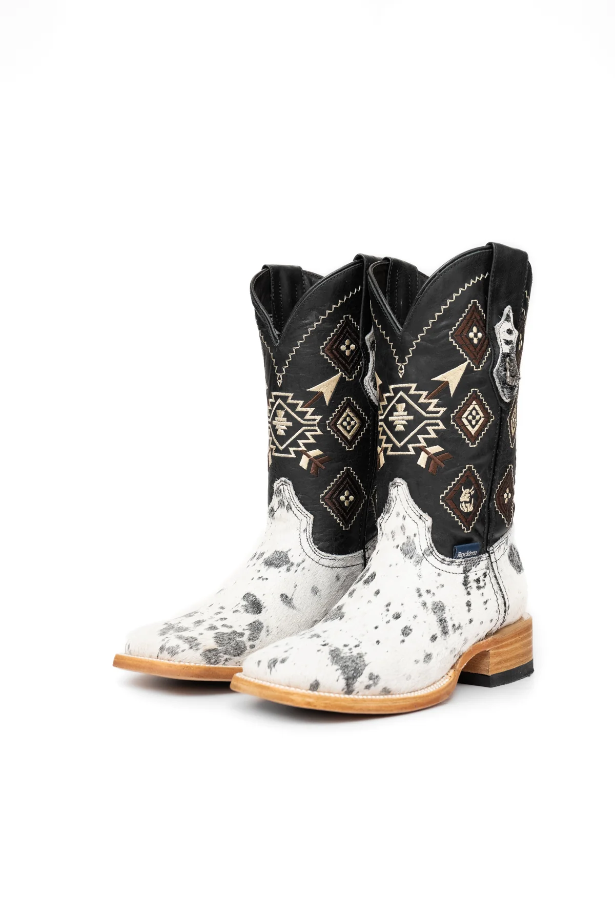 Aztec Cowhide Square Toe Cowboy Boot Size 6 Box WM1