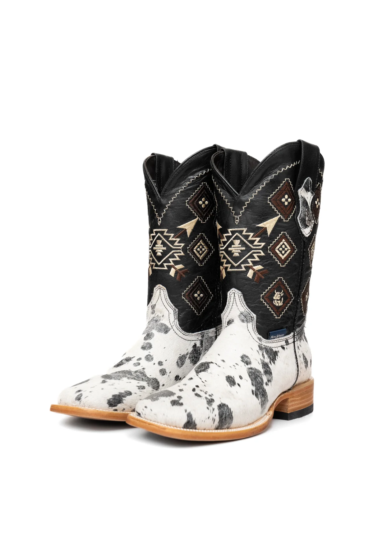 Aztec Cowhide Square Toe Cowboy Boot Size 7 Box WM13