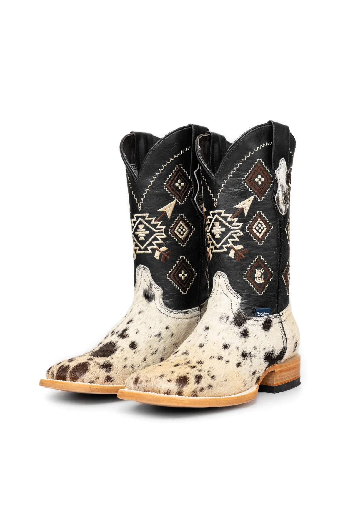 Aztec Cowhide Square Toe Cowboy Boot Size 8.5 Box WM32