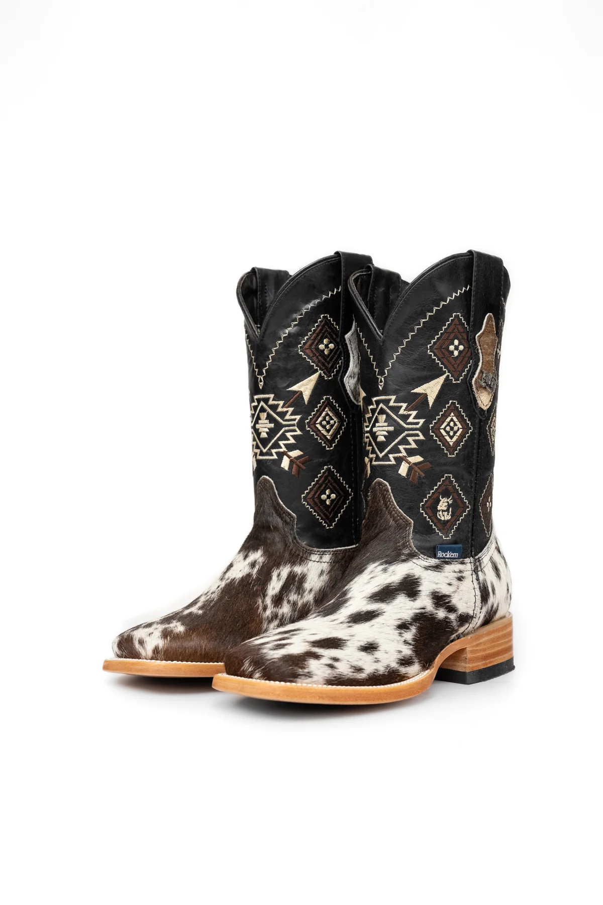 Aztec Cowhide Square Toe Cowboy Boot Size 6 Box WM5