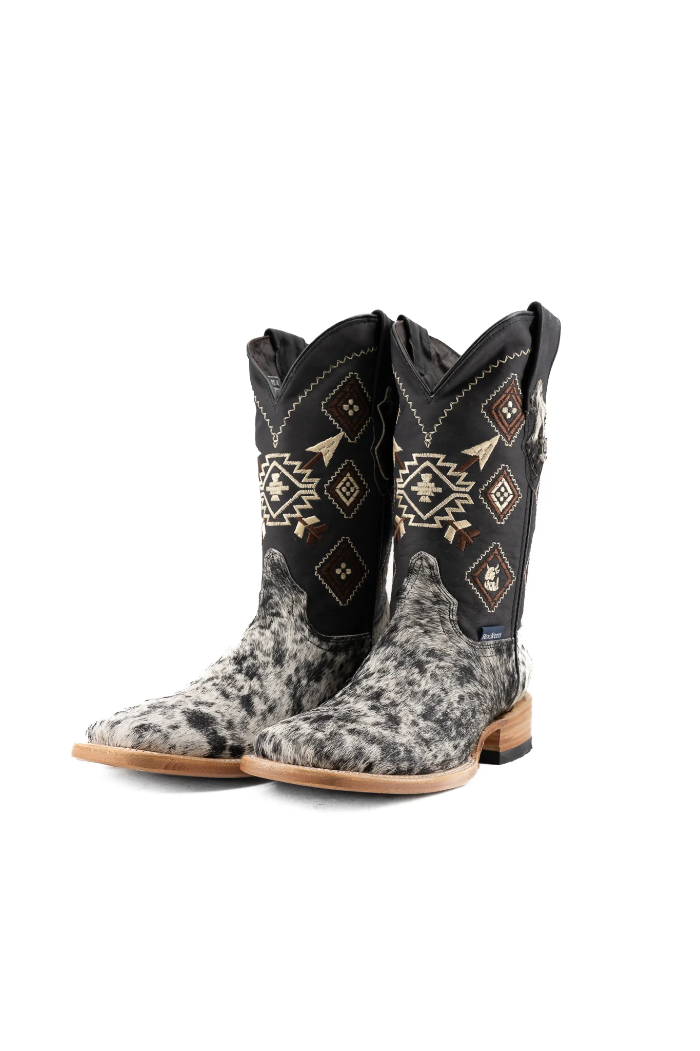 Aztec Cowhide Square Toe Cowboy Boot Size 7.5 Box UM26