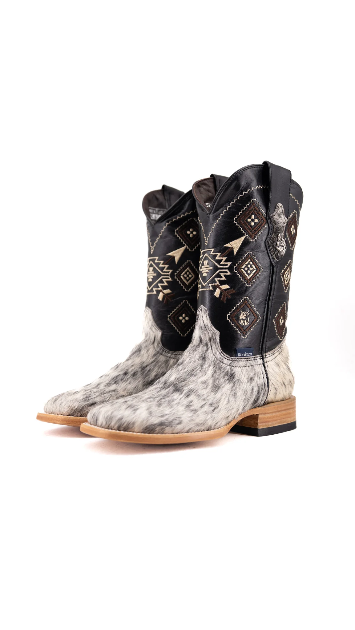 Aztec Cowhide Square Toe Cowboy Boot Size 7.5 Box UM7