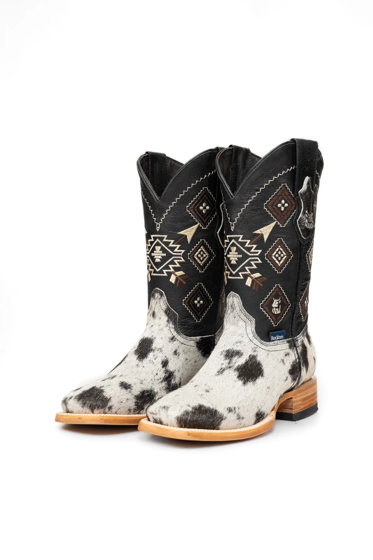 Aztec Cowhide Square Toe Cowboy Boot Size 7.5 Box WM16