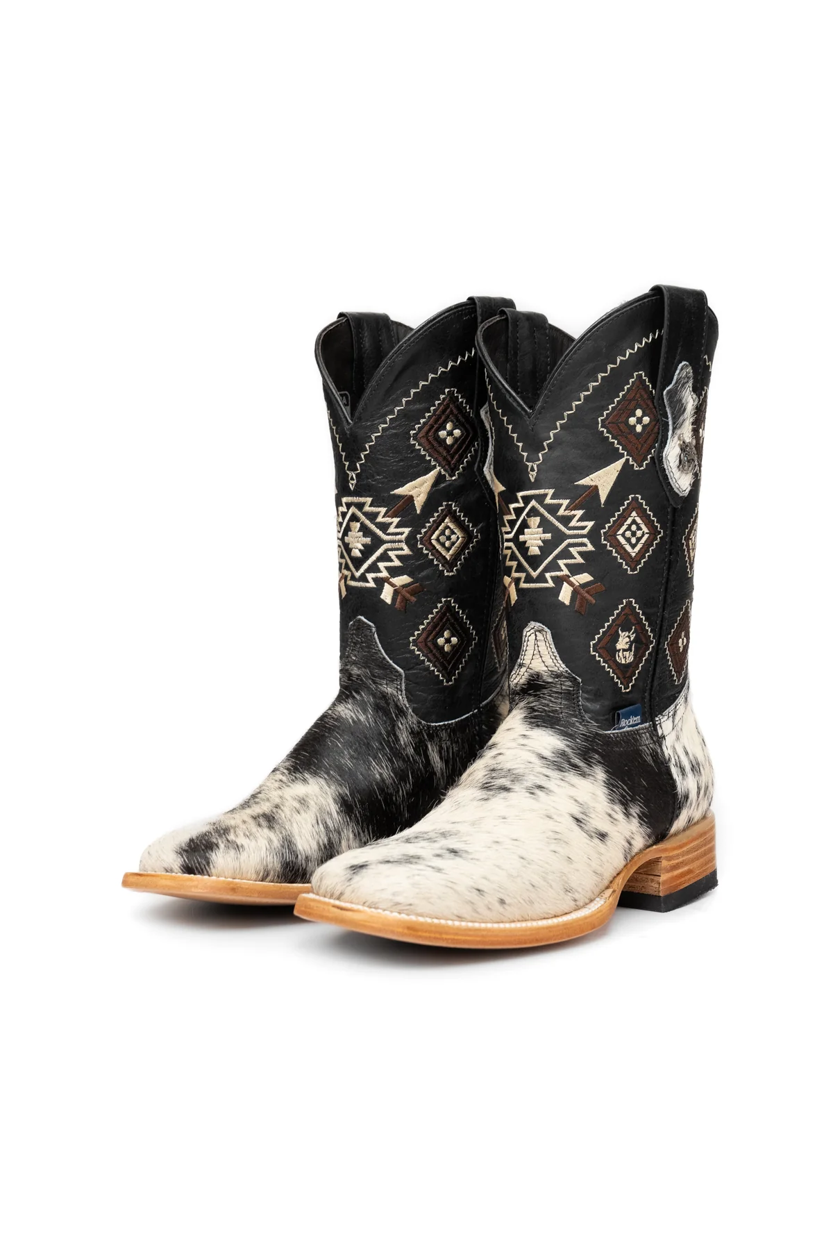 Aztec Cowhide Square Toe Cowboy Boot Size 7.5 Box WM17