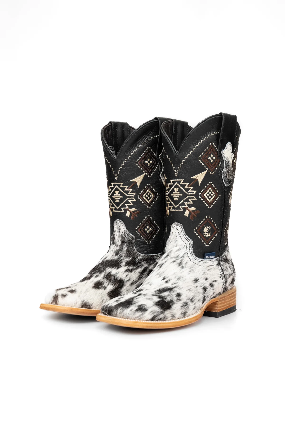 Aztec Cowhide Square Toe Cowboy Boot Size 7 Box WM10