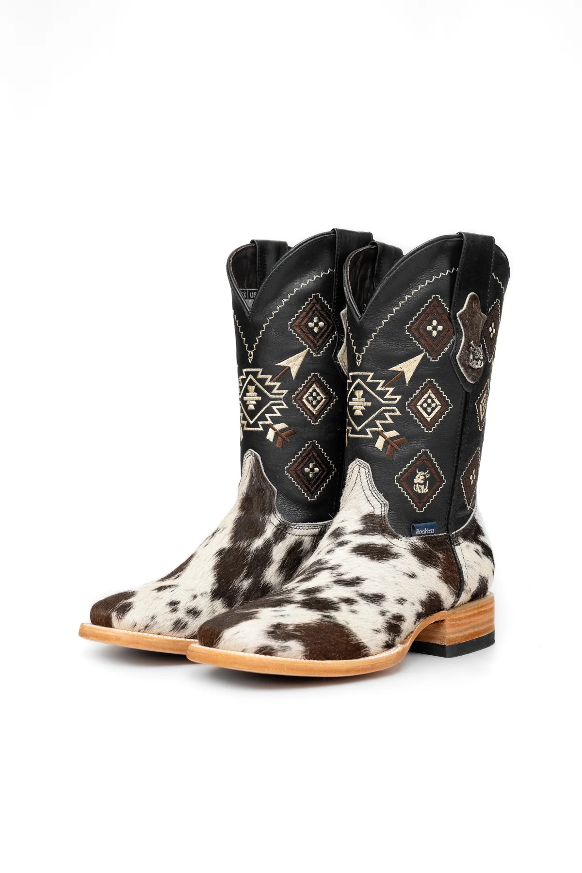 Aztec Cowhide Square Toe Cowboy Boot Size 7 Box WM11