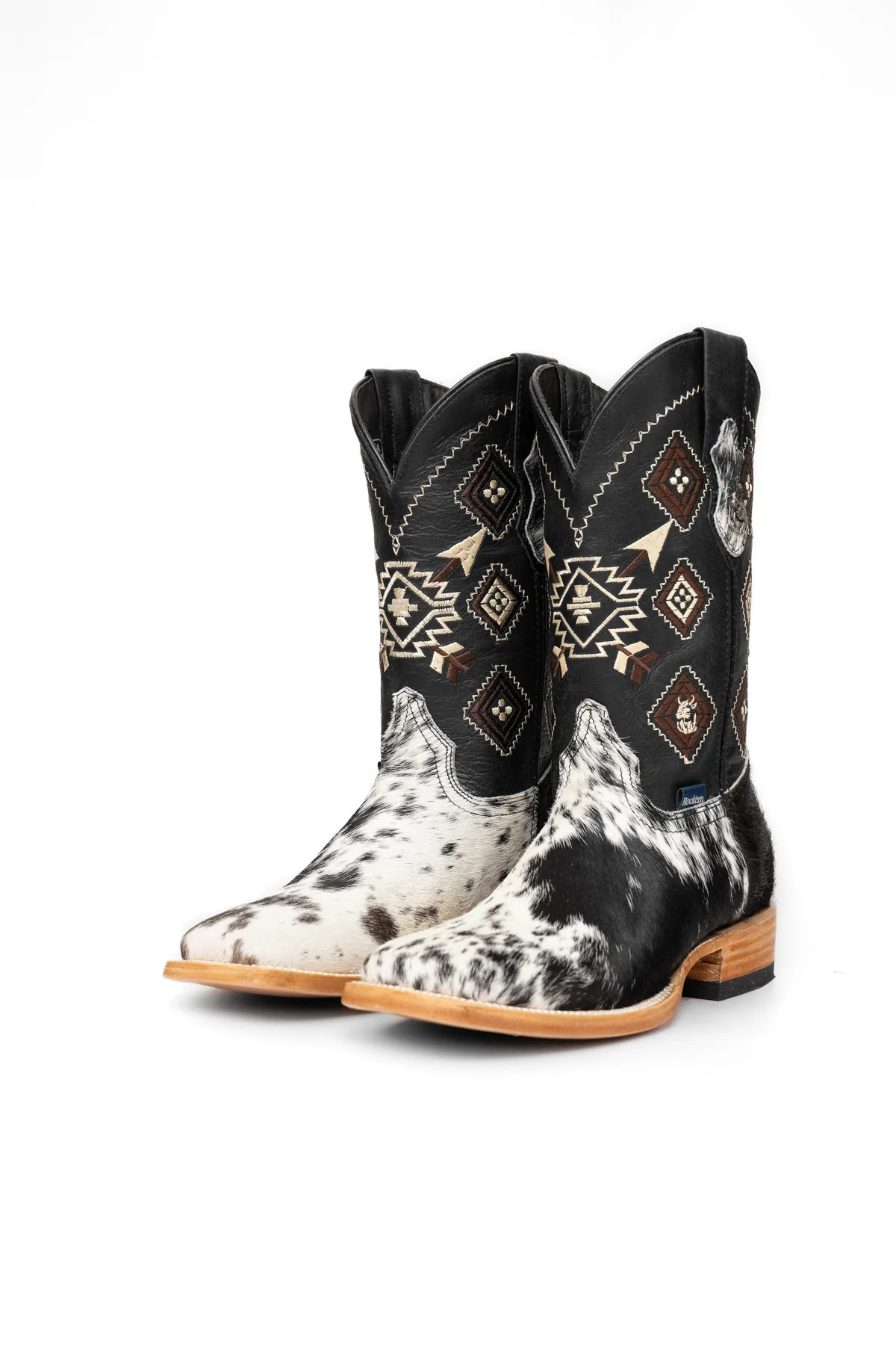Aztec Cowhide Square Toe Cowboy Boot Size 7 Box WM9