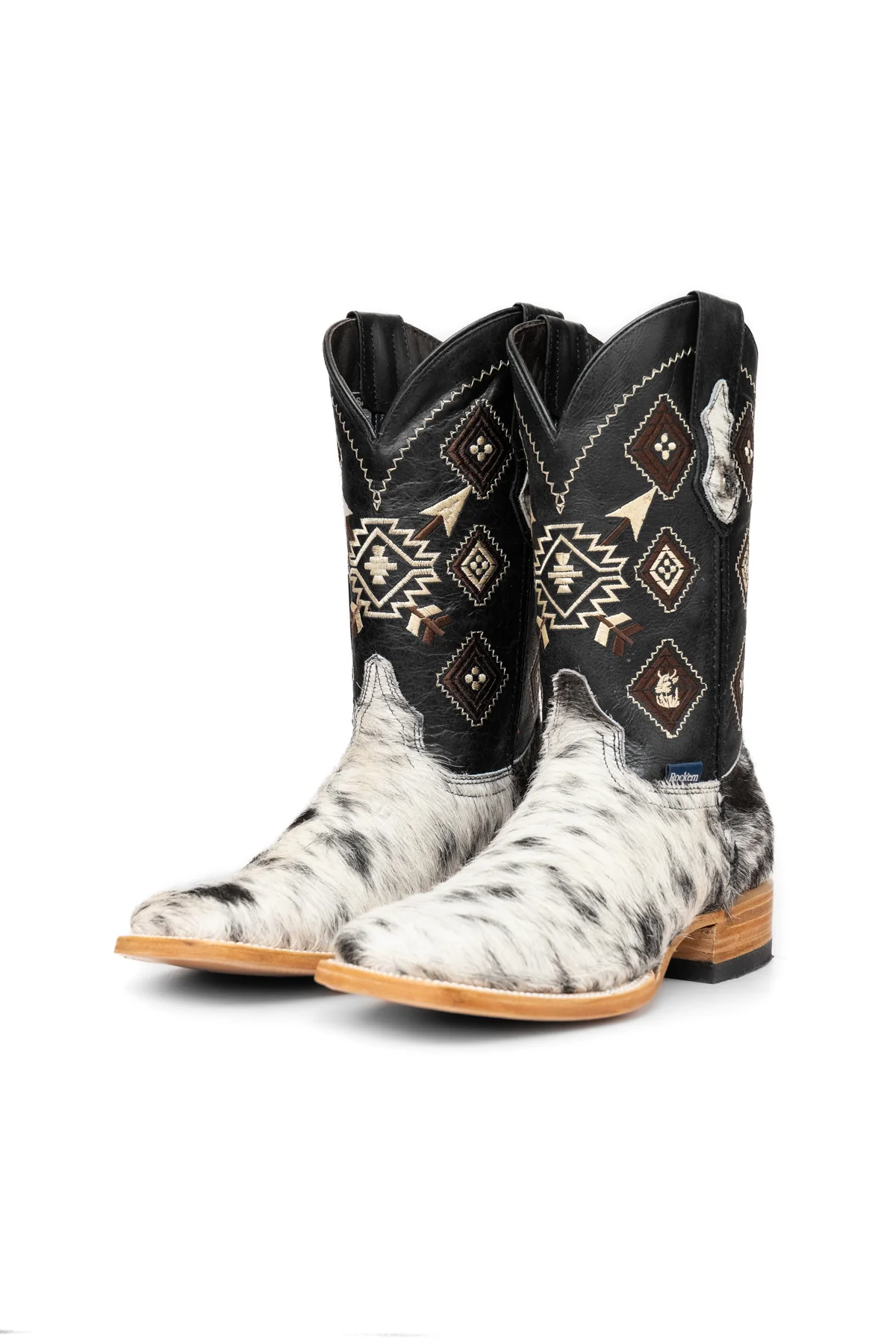 Aztec Cowhide Square Toe Cowboy Boot Size 8.5 Box WM26