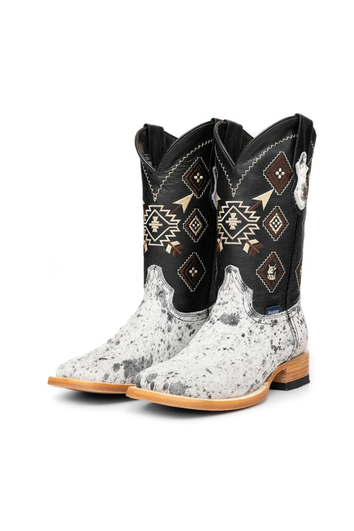 Aztec Cowhide Square Toe Cowboy Boot Size 8.5 Box WM27