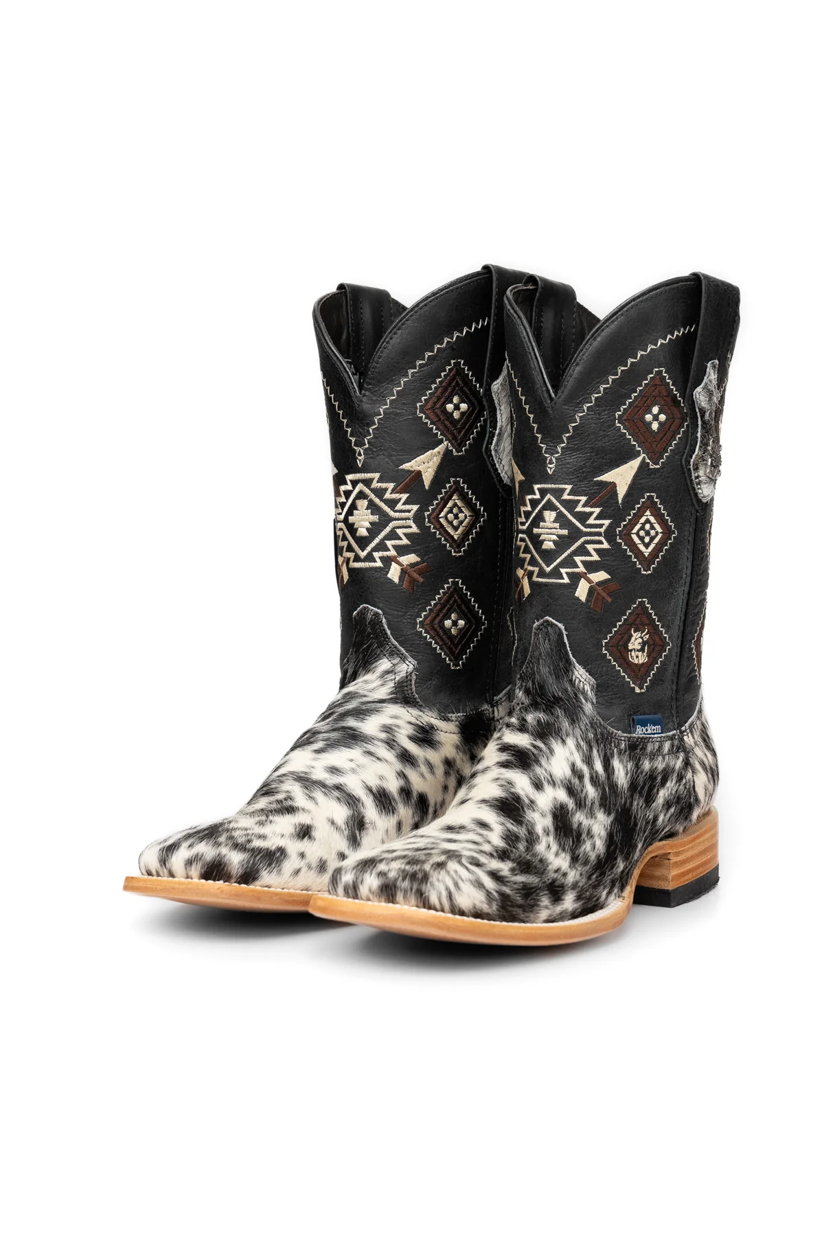 Aztec Cowhide Square Toe Cowboy Boot Size 8 Box WM18