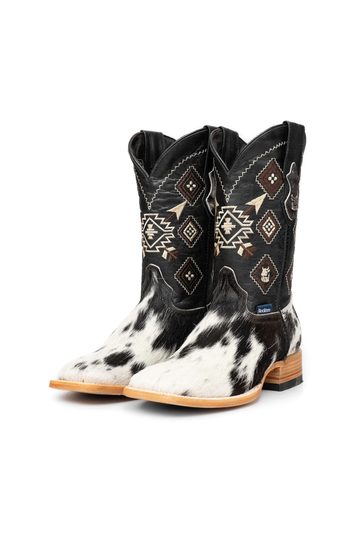Aztec Cowhide Square Toe Cowboy Boot Size 8 Box WM21