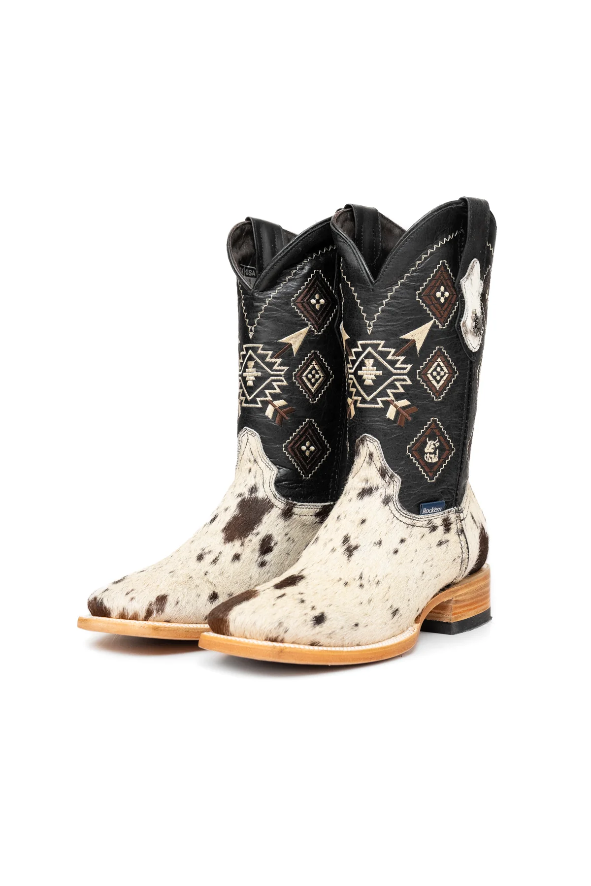 Aztec Cowhide Square Toe Cowboy Boot Size 8 Box WM22