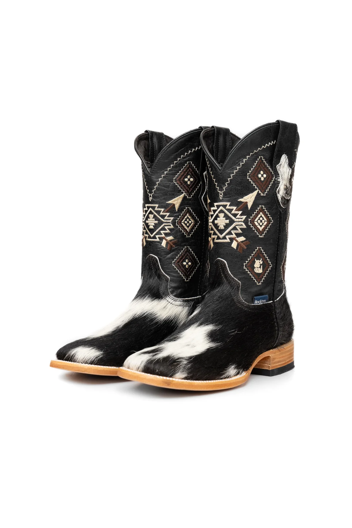 Aztec Cowhide Square Toe Cowboy Boot Size 8 Box WM23